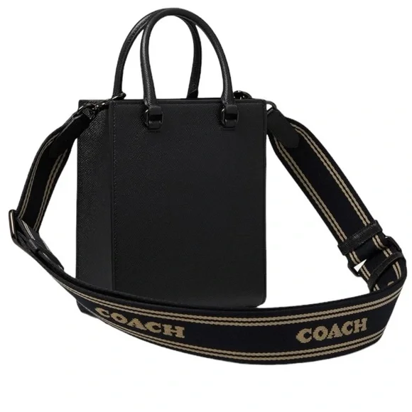 NEW! COACH Unisex Tote 16 In Crossgrain Leather Shoulder Bag Crossbody Black - Picture 3 of 16